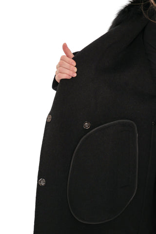 Boston Genuine Silver Fox Cashmere Blend Double-Face Coat in Graphite
