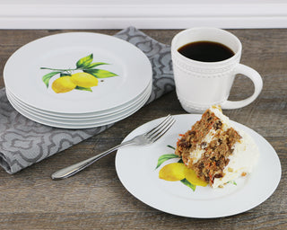 6pc Melamine Salad Plate Set, Fresh Lemons