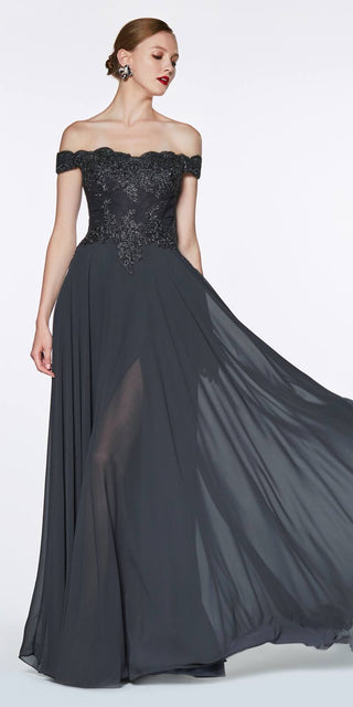 Cinderella Divine 7258 Off The Shoulder Long Gown