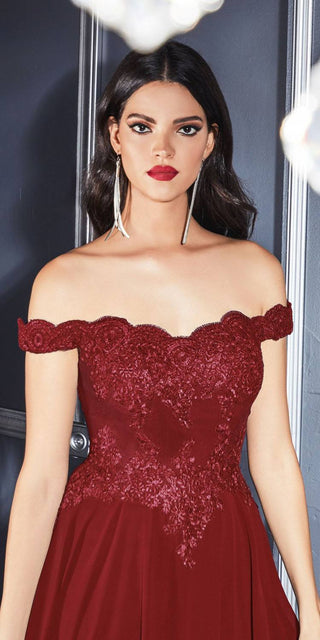 Cinderella Divine 7258W Off The Shoulder Long  Gown