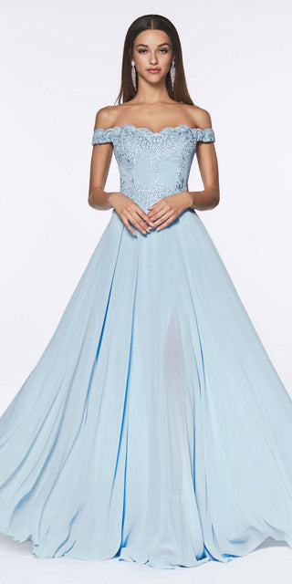 Cinderella Divine 7258W Off The Shoulder Long  Gown