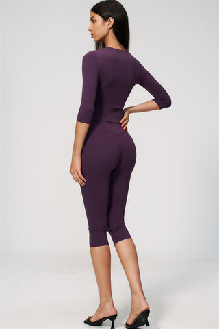 The Natalia Half-Sleeve Top Capri Leggings 2-Piece Set