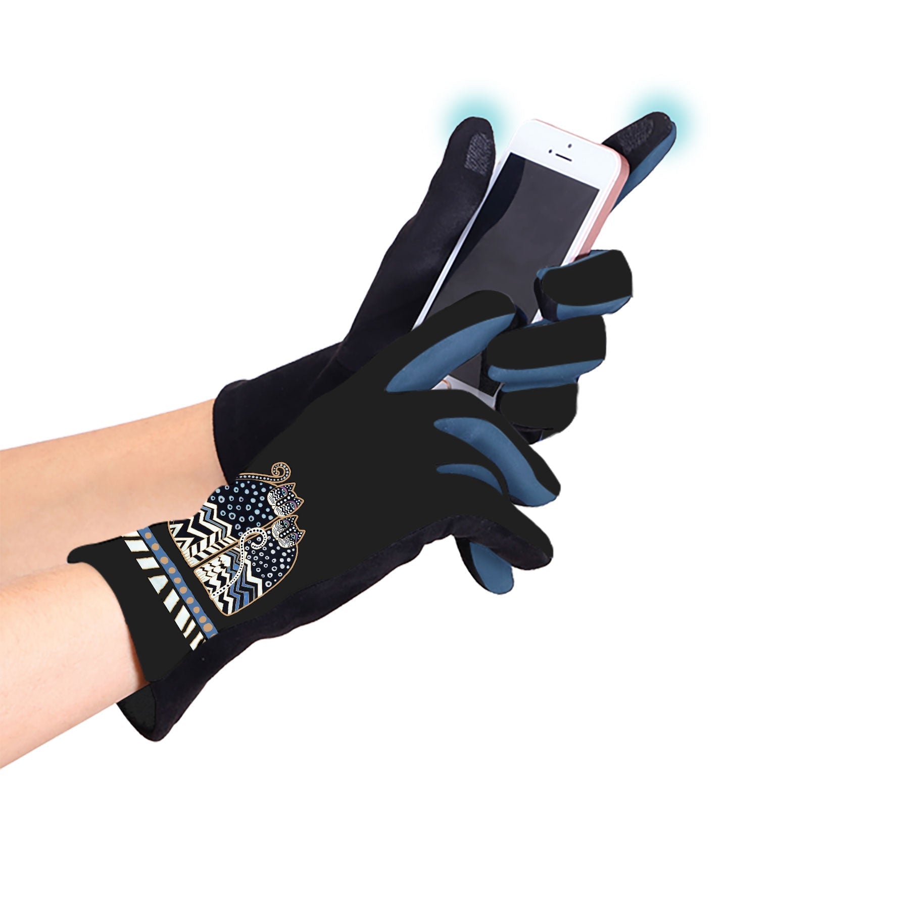 Laurel Burch "Polka Dot Gatos" Womens Touch Screen Gloves - One Size Fits All
