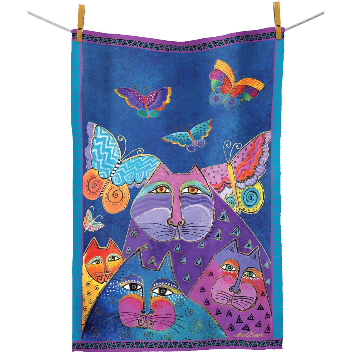 Laurel Burch Flutterbyes Cotton Tea Towel – Flat Weave, Absorbent