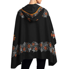 Laurel Burch Orange Blossoms Reversible Rain Cape Poncho – Lightweight Hooded Womens Wrap