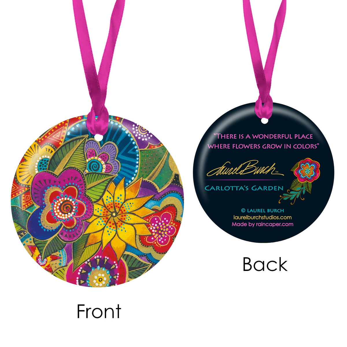 Laurel Burch Carlotta Garden Porcelain Keepsake Ornament – Flat Ceramic, Gift-Ready