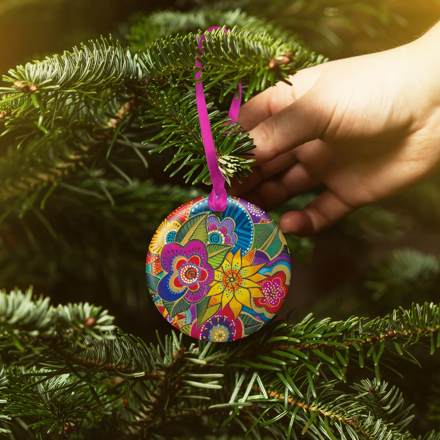 Laurel Burch Carlotta Garden Porcelain Keepsake Ornament – Flat Ceramic, Gift-Ready