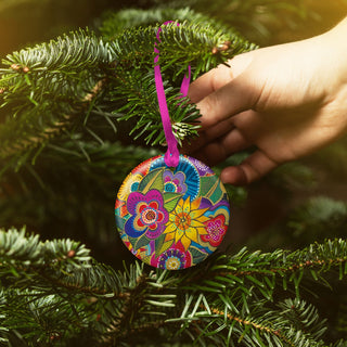Laurel Burch Carlotta Garden Porcelain Keepsake Ornament – Flat Ceramic, Gift-Ready