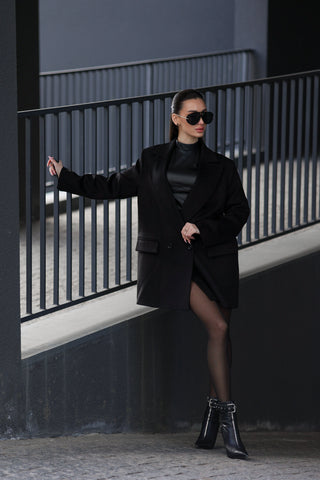 Andie Cashmere Wool Blend Blazer in Black