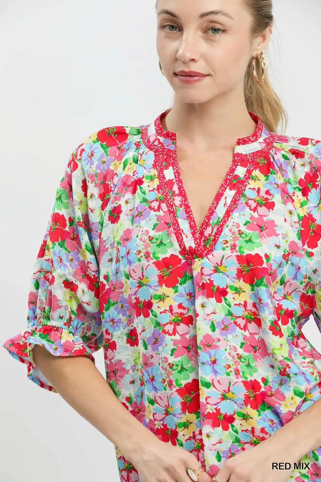 Umgee Mix Floral Print Ruffle Top - Glamourous Grace