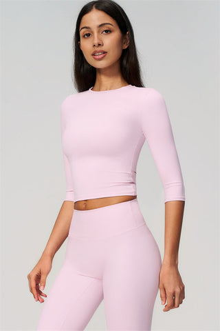 The Natalia Half-Sleeve Top Capri Leggings 2-Piece Set
