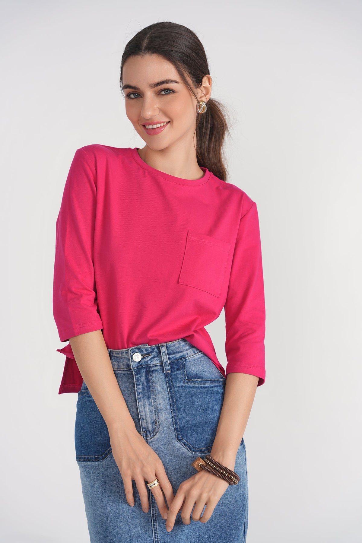 Pocket Tee- Hot Pink