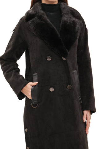 Genuine Mink Fur Eco Suede Coat