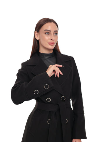 Zuri Cashmere Blend Overcoat in Black