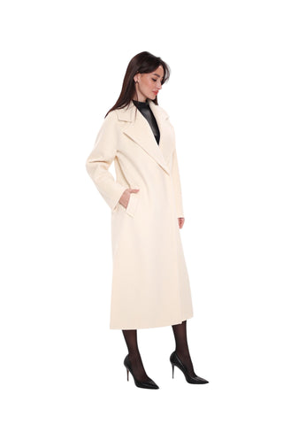 Premium 100% Australian Merino Wool Coat in Marshmallow