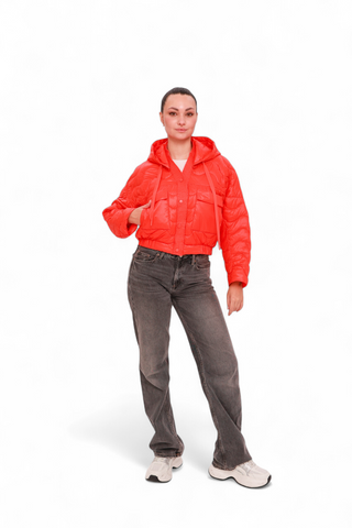 Lexi Cropped Jacket in Coral