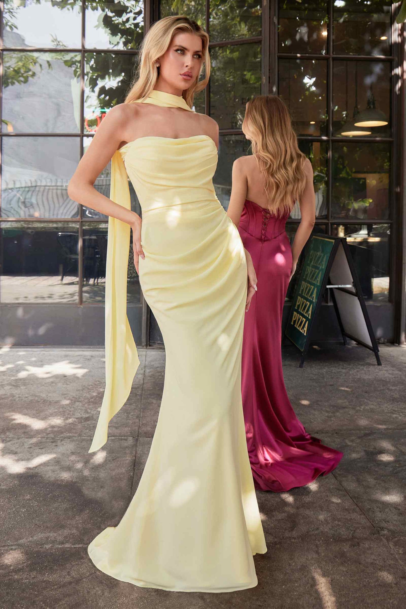 Ladivine 7433 Dress Versatile Tie Chiffon Strapless Dress - Glamourous Grace