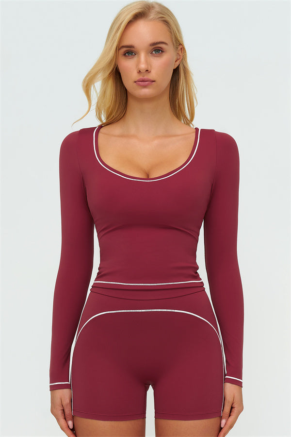 The Amara Long Sleeve T-shirt Shorts 2-Piece Set - Glamourous Grace