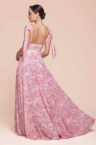 Ladivine 7442 Dress Tie Strap A-Line Floral Printed Skirt