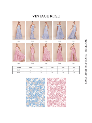 Ladivine 7443 Dress Strapless A-Line Floral Satin Dress