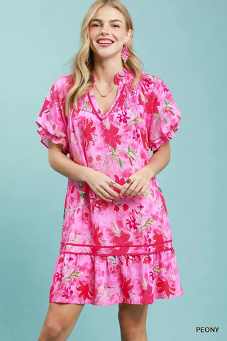 Umgee Floral Ruffle Hem Mini Dress - Glamourous Grace