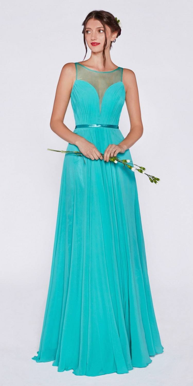 Cinderella Divine 7458 Illusion Sweetheart Long Chiffon Dress - Glamourous Grace