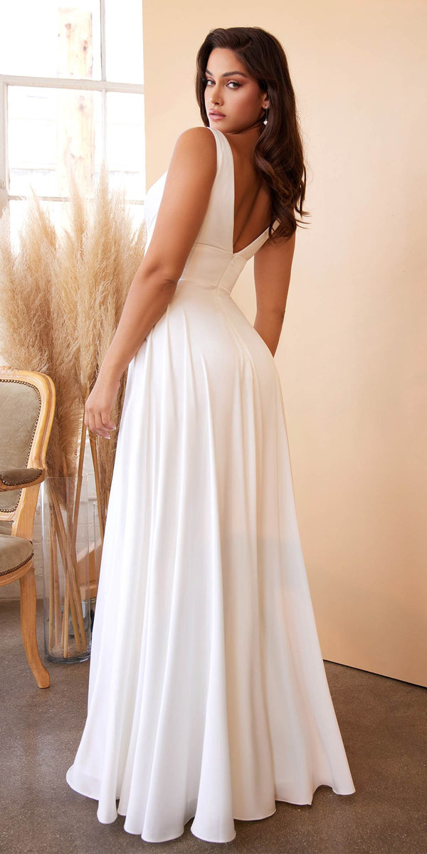 Cinderella Divine 7469W Long Formal A-Line Satin Dress - Glamourous Grace