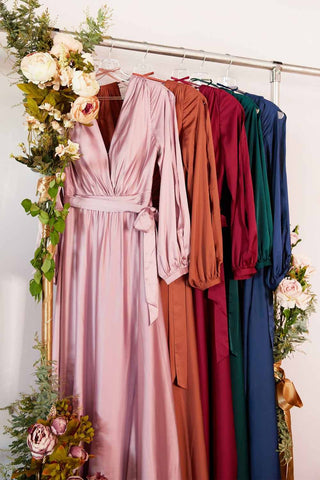 Cinderella Divine 7475C Long Split Blouson Sleeve Formal Dress Thigh Split