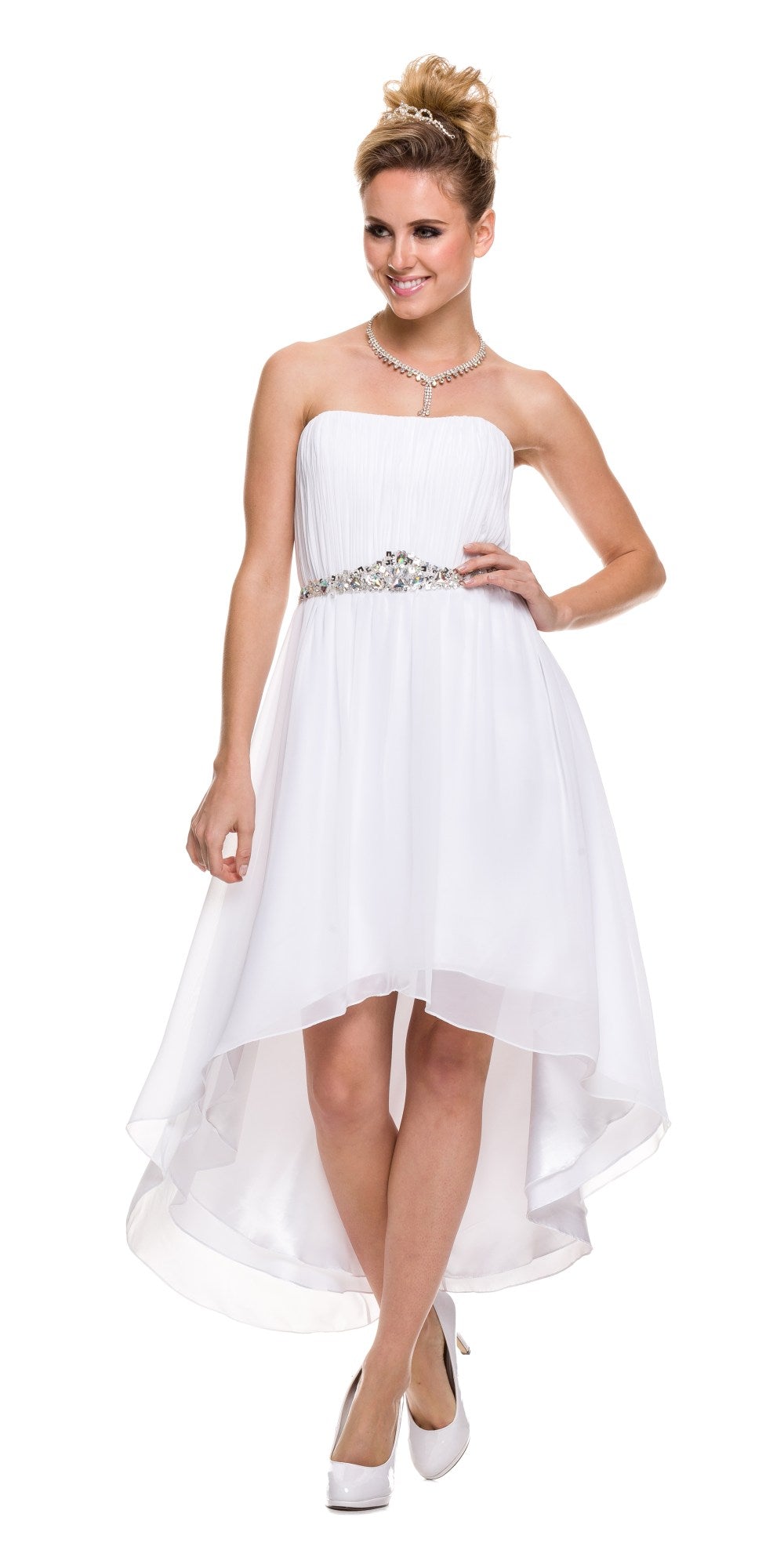 Juliet 747 Asymmetrical Strapless Ruched Bodice Dress - Glamourous Grace