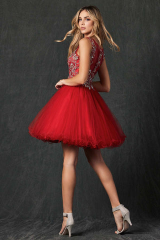 Juliet 749 Poofy A Line Short Dress Tulle Embroidery