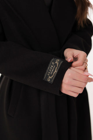Zane Cashmere Wool Blend Overcoat in Black