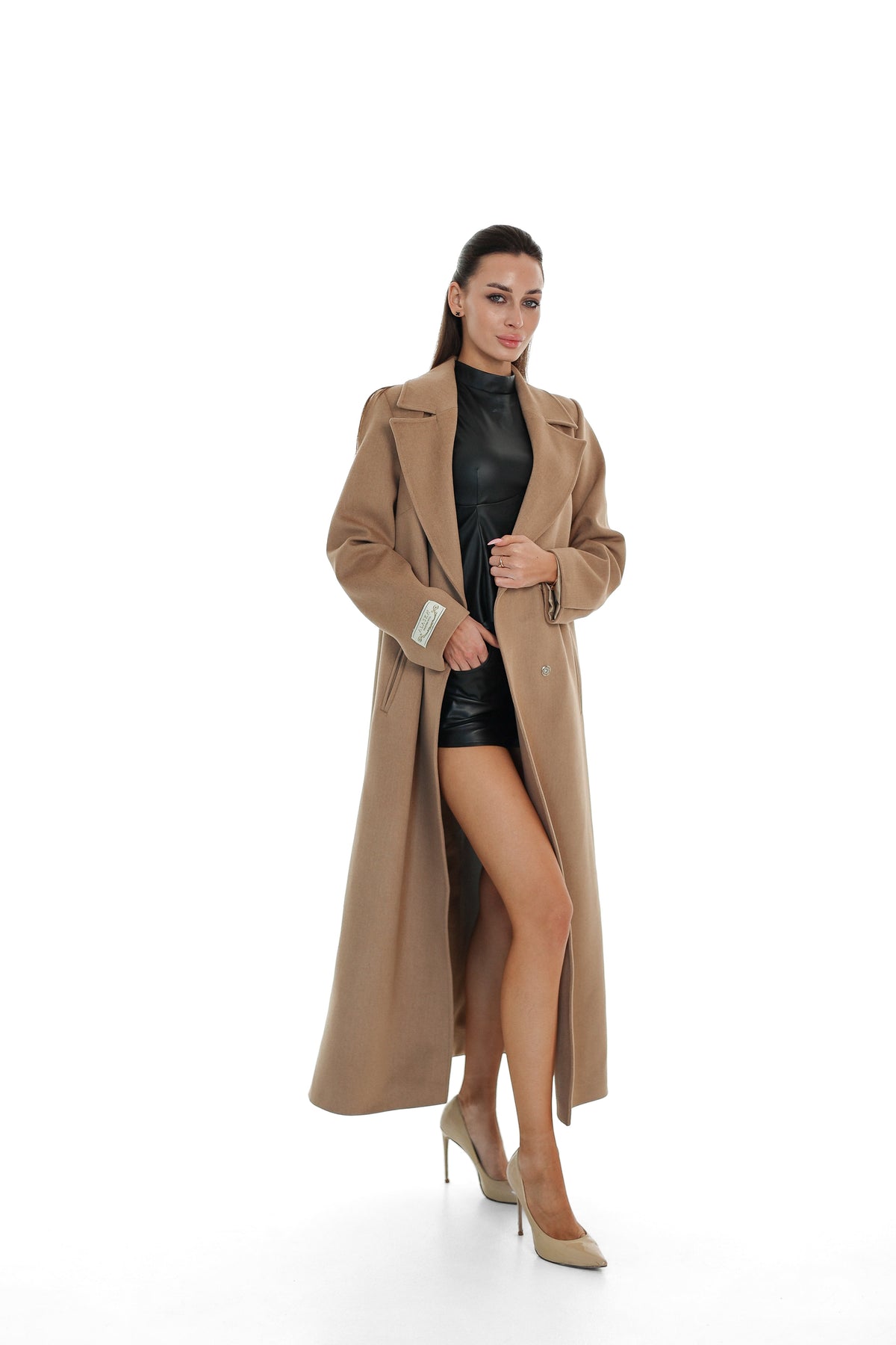 Aria Cashmere Blend Coat in Camel