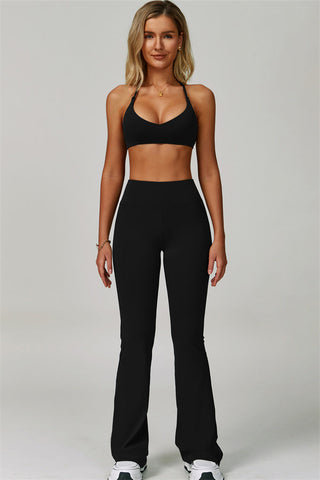 The Bold Cross Back Sports Bra Flared Leggings 2-Piece Set