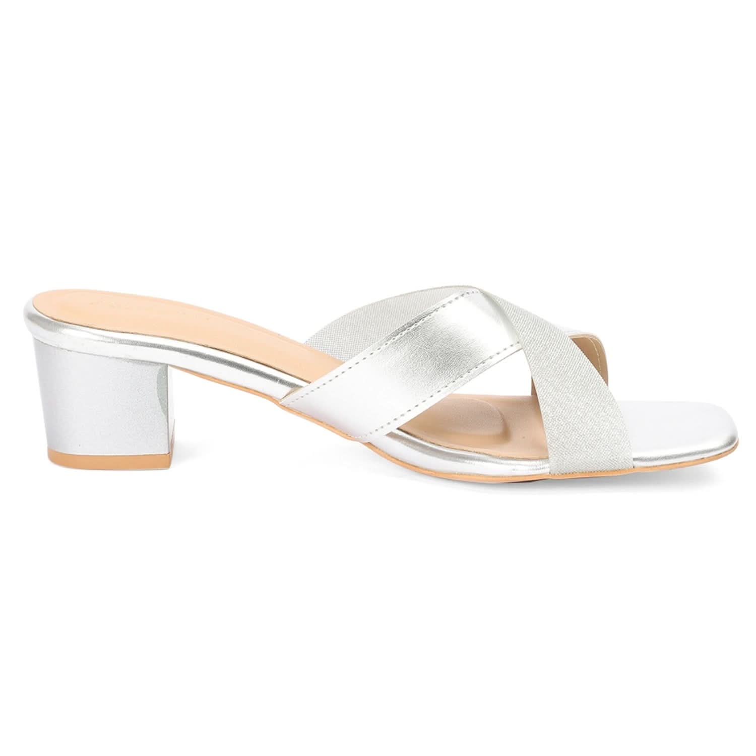 Clara - Silver Block Heels - Glamourous Grace