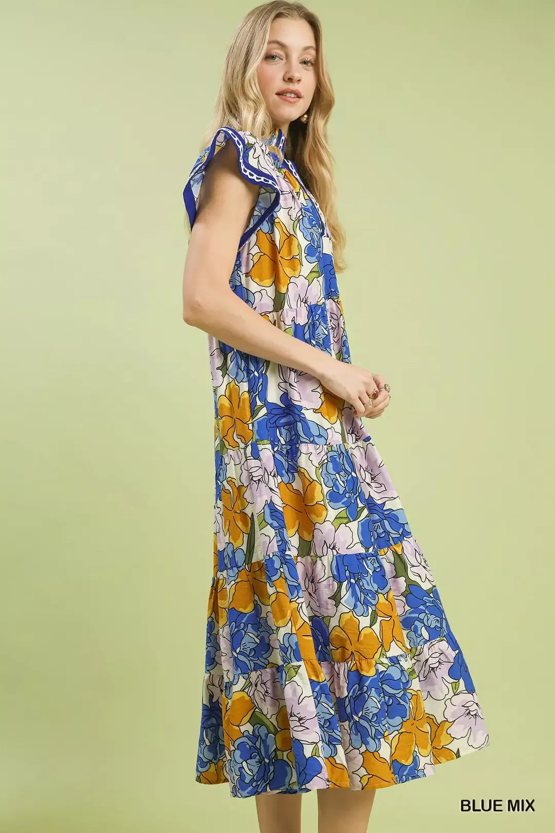Umgee Mix Bold Floral Tiered Midi Dress - Glamourous Grace