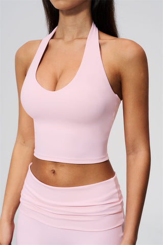 The Twirl Wide Strap Halter Crop Top Capri Leggings 2-Piece Set