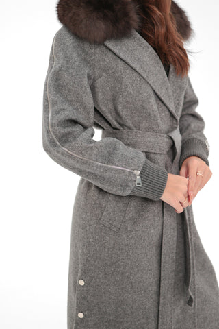 Carolina Genuine Polar Fox Wool Coat