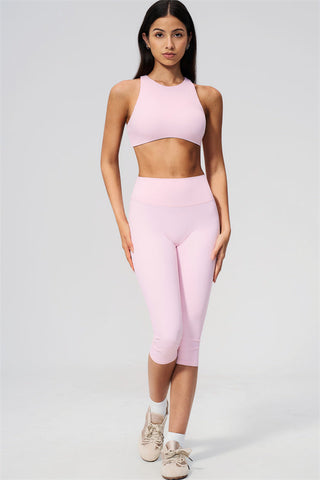 The Twirl Open Back Sports Bra Capri Leggings 2-Piece Set