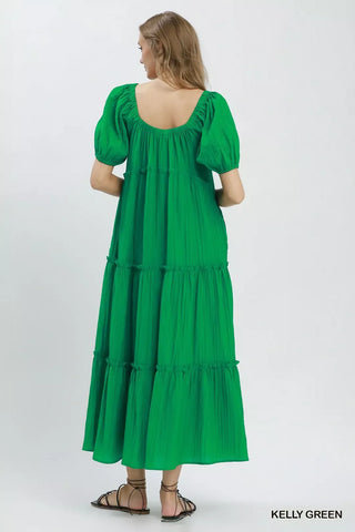Umgee Textured Tiered Midi Dress - Glamourous Grace