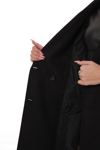 Ellis Tailored Cashmere Wool Coat in Black