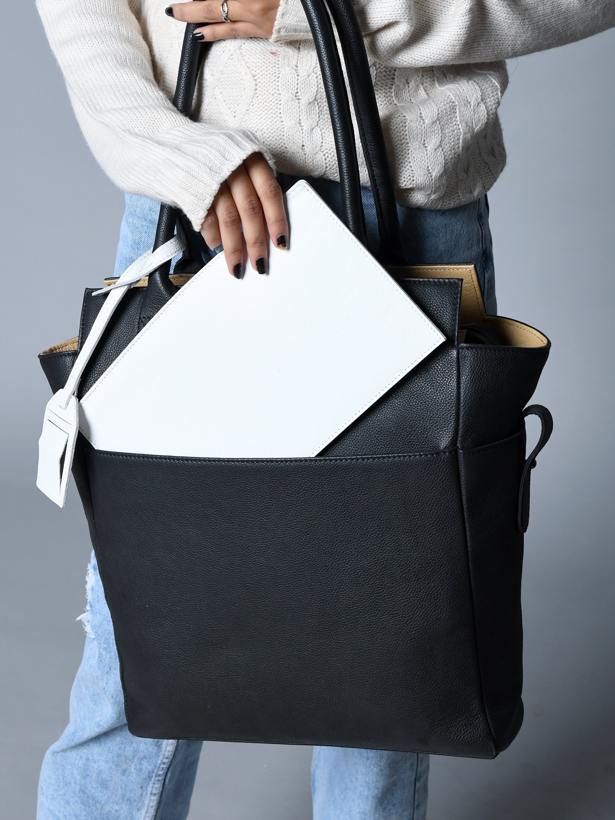Midnight Elegance Noir Shopper Tote - Glamourous Grace
