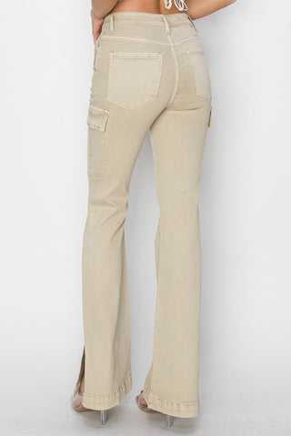 RISEN Denim Side Slit Cargo Bootcut Jeans