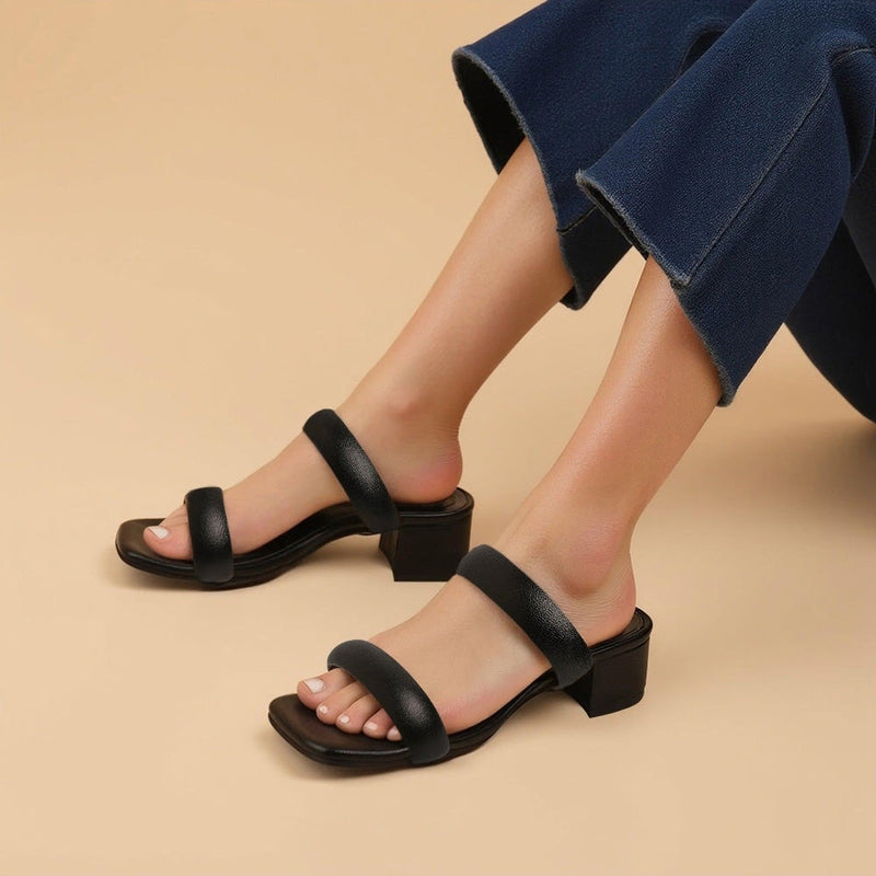 Brillara - Black Block Heels - Glamourous Grace
