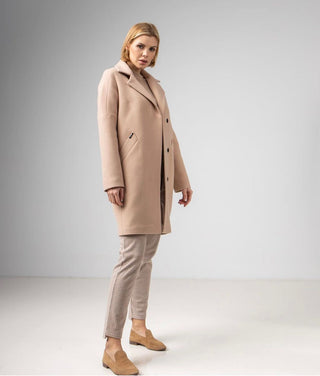 Jessika Classic Wool Blend Overcoat in Creme