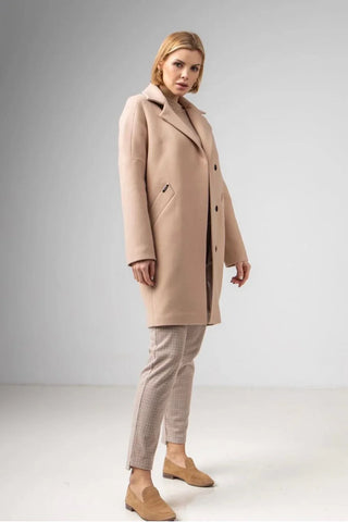 Jessika Classic Wool Blend Overcoat in Creme