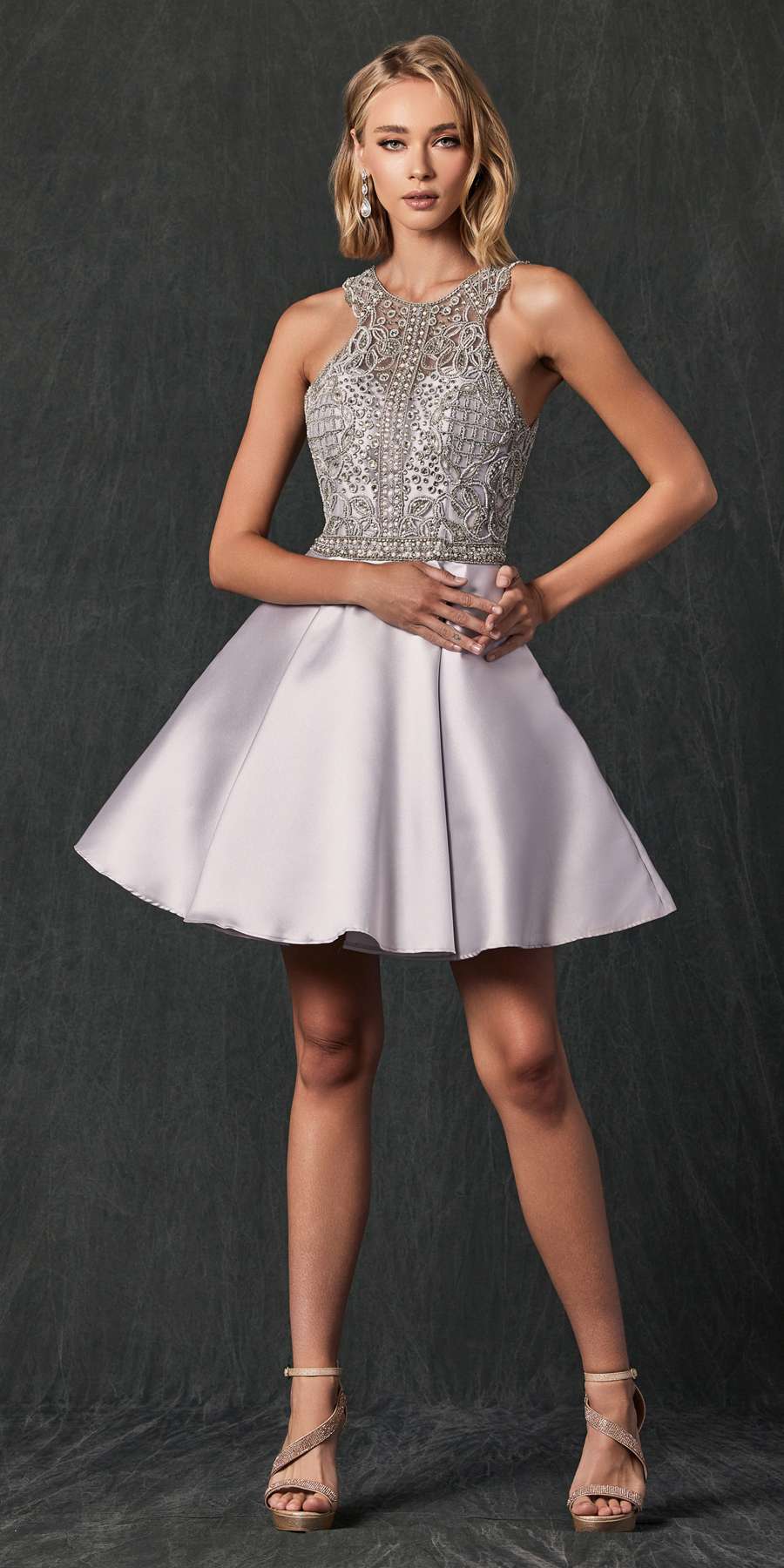 Juliet 779 Embellished Bodice Short Dress Sleeveless - Glamourous Grace