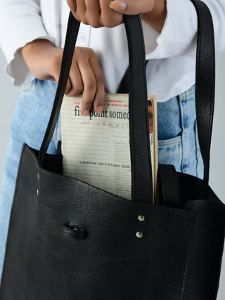 Ebony Elegance Leather Tote - Glamourous Grace
