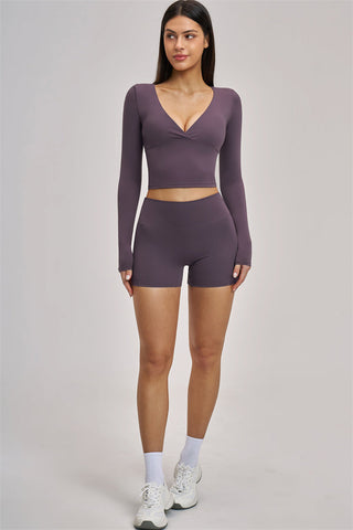 The Swoon Long Sleeve Crop top Shorts 2-Piece Set
