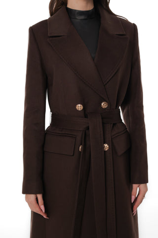 Ellis Tailored Cashmere Wool Coat in Chocolate