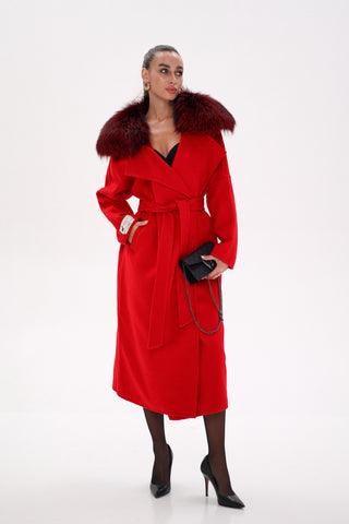 Saga®Furs Silver Fox Wool Alpaca Wraparound Coat